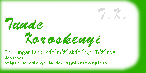 tunde koroskenyi business card